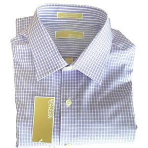 Michael Kors Lavender Check Classic Dress Shirt Men’s 17 32/33 Button Down NWT